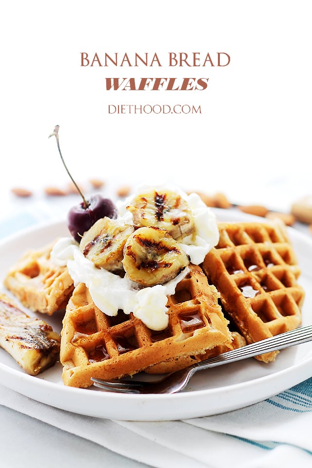 Banana Bread Waffles | www.diethood.com | The sweet and delicious taste of Banana Bread in a Waffle! 