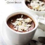 Caffe Mocha Creme Brulee served inside white cups with handles