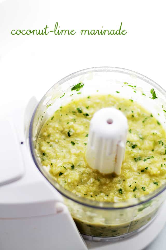 Coconut Lime Marinade in a food processor.