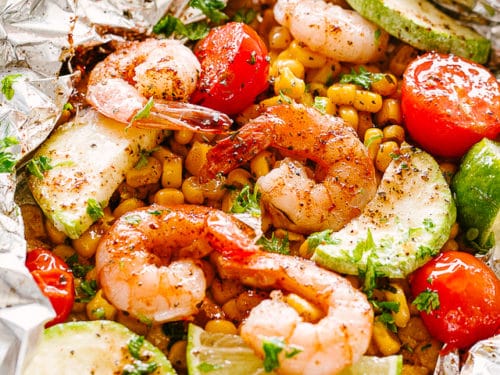 Grilled shrimp in on sale foil