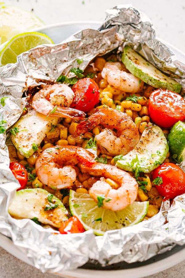 Grilled Shrimp Foil Packs with Summer Veggies | Easy Dinner Recipe