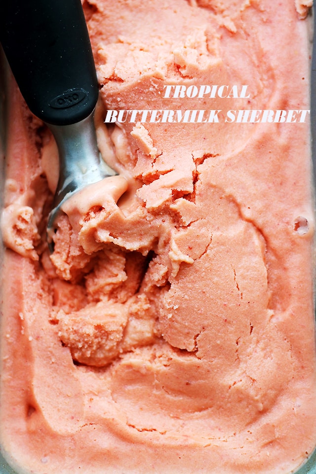 Tropical Buttermilk Sherbet | www.diethood.com | Easy, flavorful sherbet made with a variety of tropical fruits and tangy buttermilk.