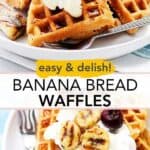 Banana bread waffles Pinterest image.