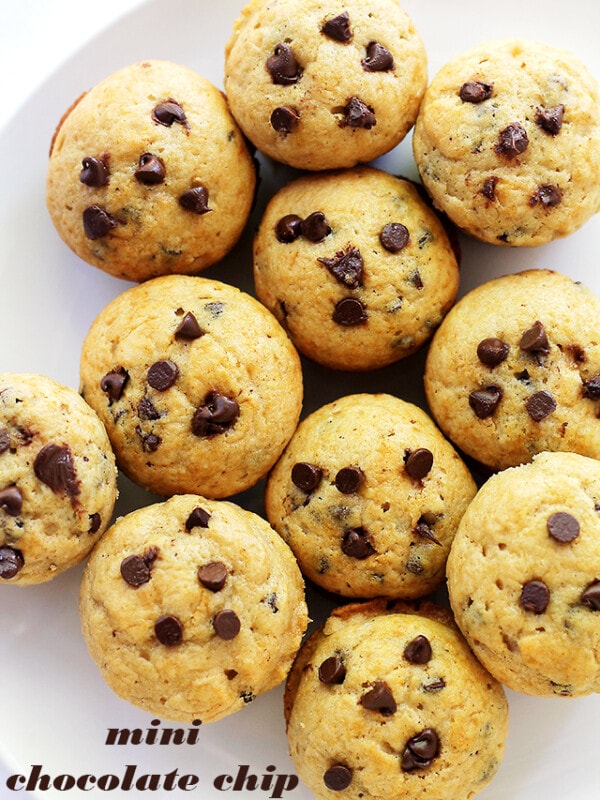 Mini Chocolate Chip Muffins | www.diethood.com | Soft, tender and sweet, this recipe for Mini Chocolate Chip Muffins is perfect for a lunch box or an after school treat!