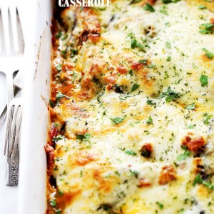 Italian Sausage and Eggplant Casserole | www.diethood.com | Layers of delicious Italian Sausage and eggplant slices covered in white (Bechamel) sauce and gooey cheese.