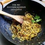 Stir Fry Zucchini Noodles | www.diethood.com | Delicious, low-carb, healthy Stir Fry made with spiralized zucchini and onions tossed with teriyaki sauce and toasted sesame seeds.
