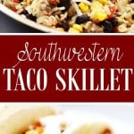 Southwestern Taco Skillet | www.diethood.com | The delicious Southwestern flavors of a taco are made quick and easy in this one-skillet recipe! Super quick weeknight meal!