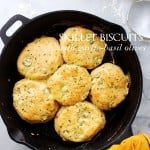 Skillet Biscuits with Garlic-Basil Olives | www.diethood.com | Light, fluffy, very easy to make Biscuits baked in a skillet and stuffed with delicious garlic-basil olives! 25 minutes from start to finish!