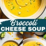 Broccoli cheese soup Pinterest image.
