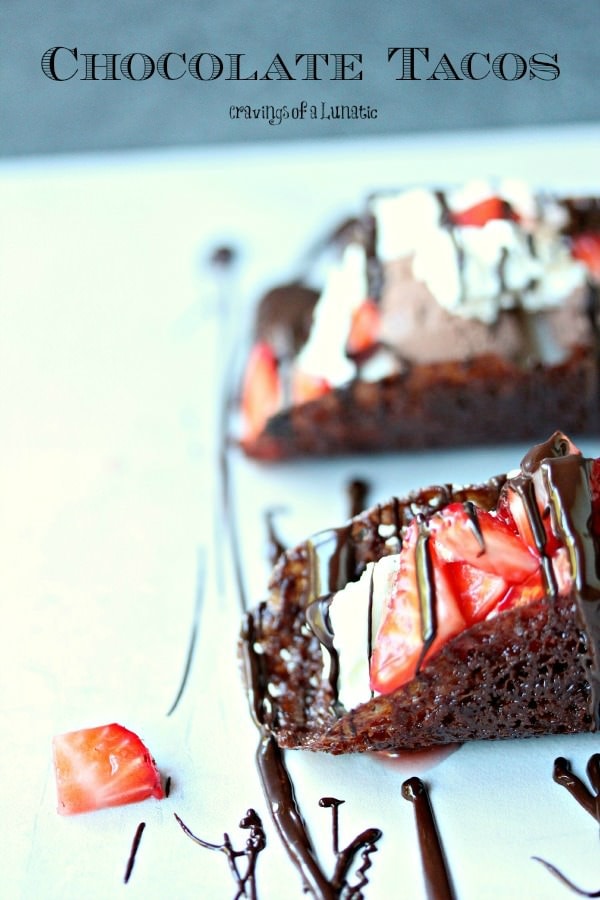 Chocolate tacos with strawberries