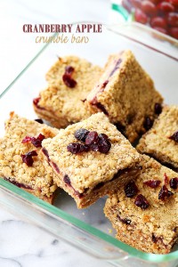 Cranberry Apple Crumble Bars | www.diethood.com | A delicious combination of apple sauce and cranberries nestled between a sweet and buttery oats-crumble mixture. Perfect snack for on-the-go!
