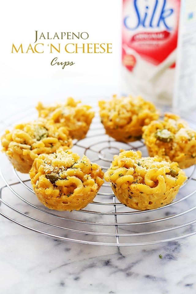 Jalapeno Macaroni and Cheese Cups | www.diethood.com | Easy, cheesy, spicy, and creamy, these Macaroni and Cheese Cups are the perfect snack for your next tailgating party!