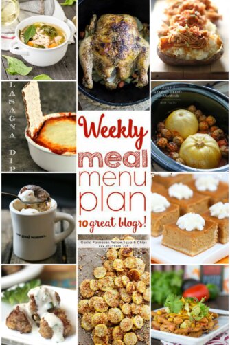 WEEKLY MEAL PLAN | www.diethood.com | 10 top bloggers bringing you 6 dinner recipes, 2 side dishes and 2 desserts to make a quick, easy, and delicious week!