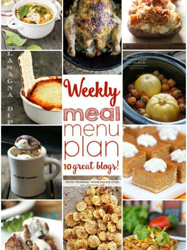 WEEKLY MEAL PLAN | www.diethood.com | 10 top bloggers bringing you 6 dinner recipes, 2 side dishes and 2 desserts to make a quick, easy, and delicious week!