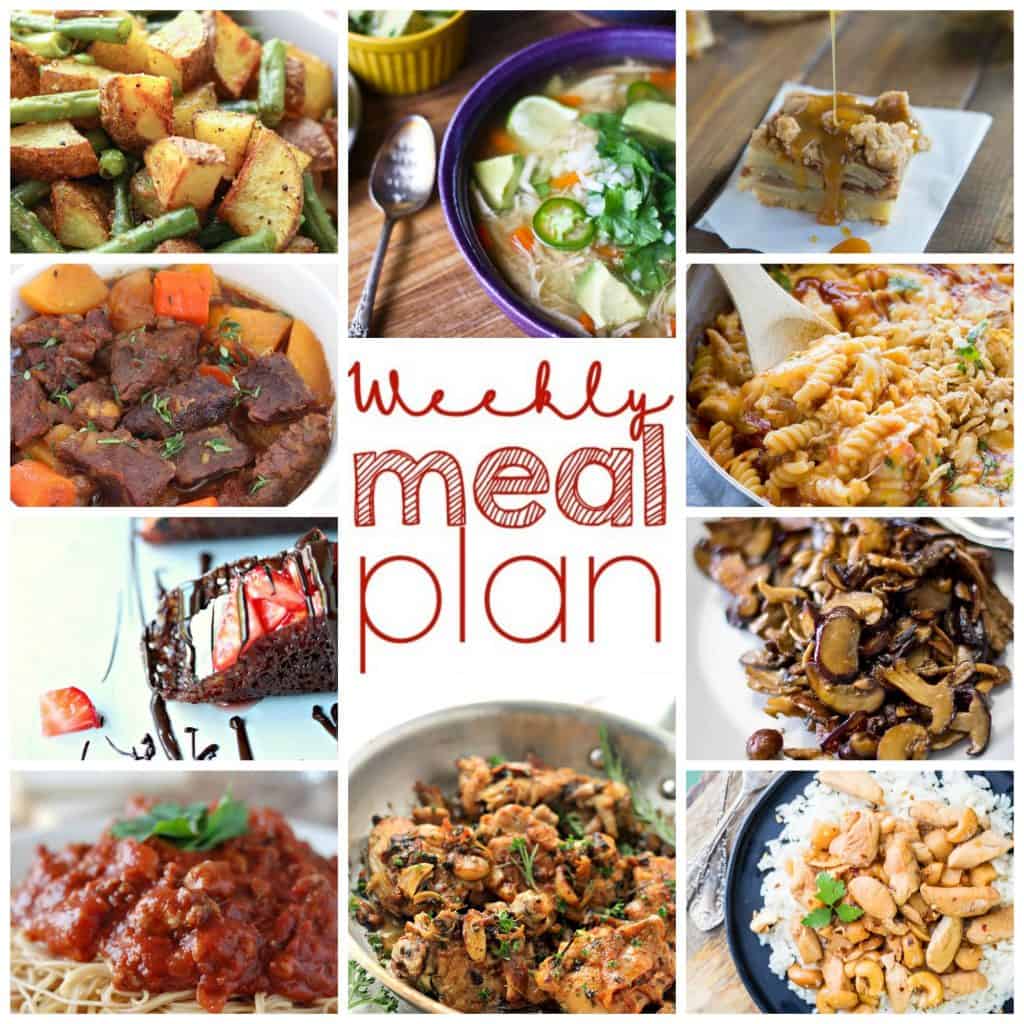 Square collage for Week 11 Weekly Meal Plan with 10 images of recipes