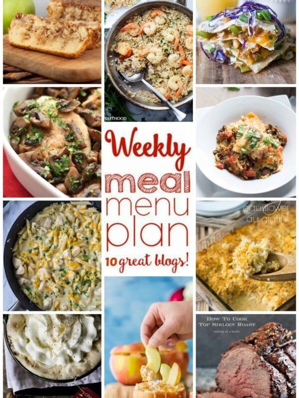 Weekly Meal Plan Week 14 - 10 great bloggers bringing you a full week of recipes including dinner, sides dishes, drinks and desserts!