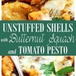 Unstuffed Shells with Butternut Squash and Tomato Pesto | www.diethood.com | Saucy, creamy, delicious unstuffed pasta shells with butternut squash and tomato pesto.