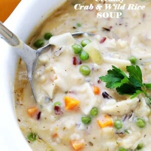Creamy Crab and Wild Rice Soup - Creamy, hearty and extremely flavorful soup filled with crab meat, wild rice and colorful veggies.