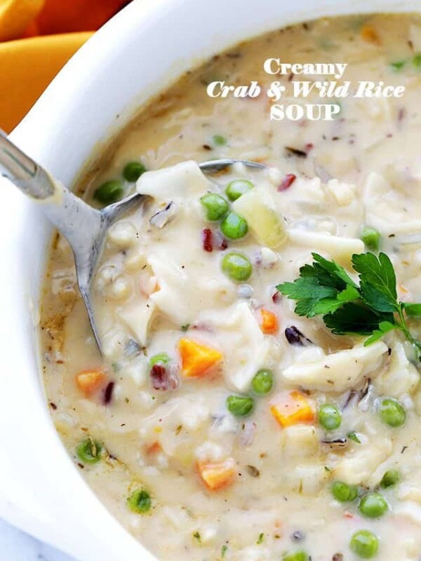 Creamy Crab and Wild Rice Soup - Creamy, hearty and extremely flavorful soup filled with crab meat, wild rice and colorful veggies.