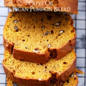 Olive Oil Pecan Pumpkin Bread - Rich and flavorful, easy to make pumpkin bread with olive oil and pecans.