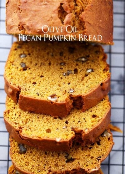Olive Oil Pecan Pumpkin Bread - Rich and flavorful, easy to make pumpkin bread with olive oil and pecans.
