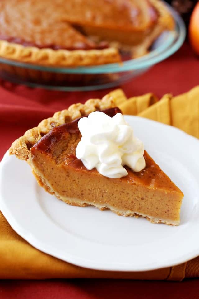 Lightened-Up Pumpkin Pie - Amazingly rich, creamy, and very easy to make, lightened-up Pumpkin Pie.