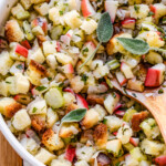 Apple Stuffing served in a white bowl.