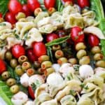 Tortellini Skewers with Olives Tomatoes and Cheese | Holiday Appetizer