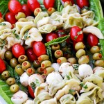 Tortellini Skewers with Olives Tomatoes and Cheese Recipe