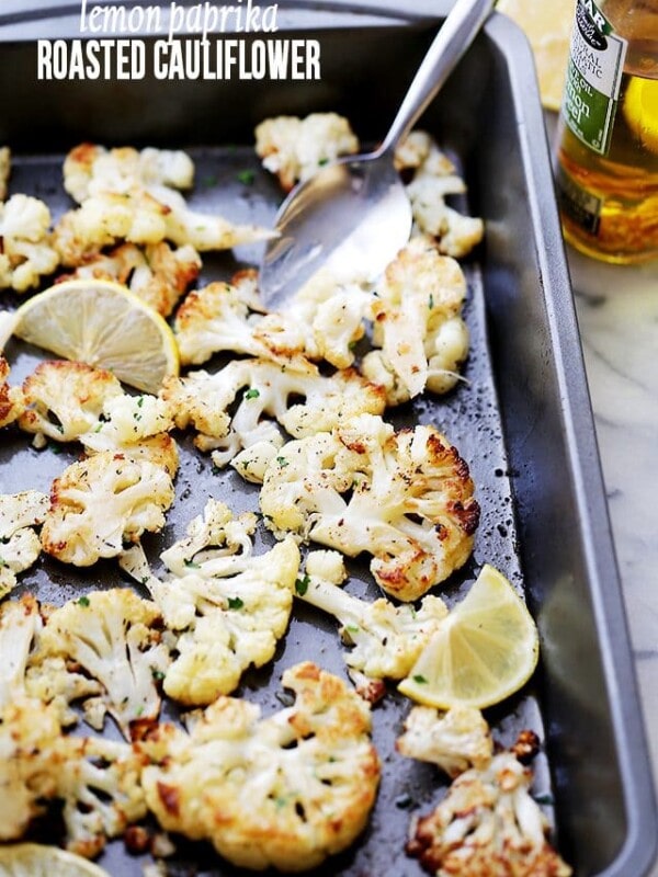 Lemon Paprika Roasted Cauliflower Recipe - Tender roasted cauliflower tossed in olive oil, seasoned with a delicious lemon-paprika mixture, and roasted to a perfect golden brown.