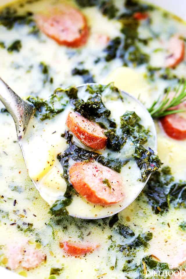 Smoked Sausage, Kale and Potato Soup - This wonderful, hearty, delicious soup is loaded with smoked sausage, kale and potatoes, and is done in just 30 minutes.