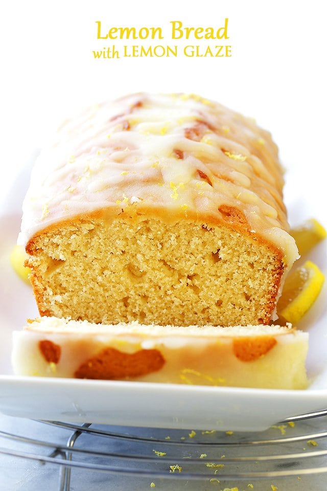 Lemon Bread Recipe - Packed with lemon flavor, this easy to make quick bread is sweet, crumbly, lightened-up, and incredibly flavorful! The Lemon Glaze takes it over the top!