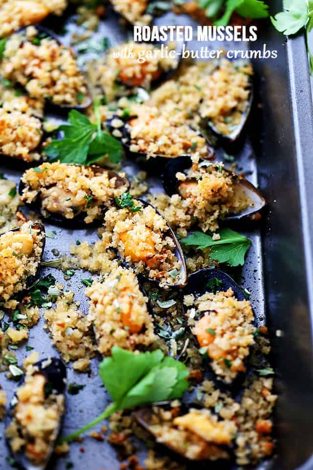 Roasted Mussels with Garlic-Butter Crumbs | Easy Mussels Recipe