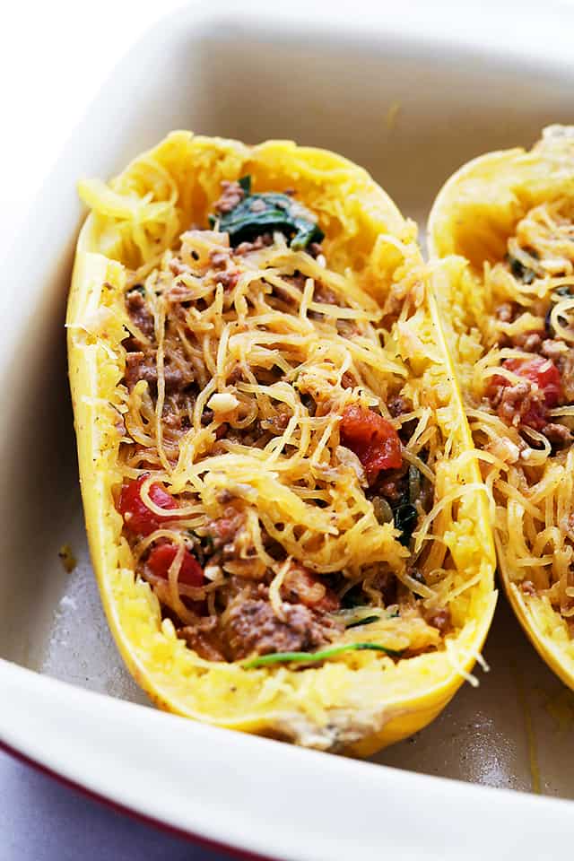 Mediterranean Spaghetti Squash Boats Recipe  Diethood