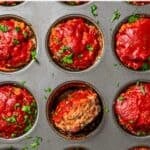 Mini meatloaf social media sharing image with text overlay.