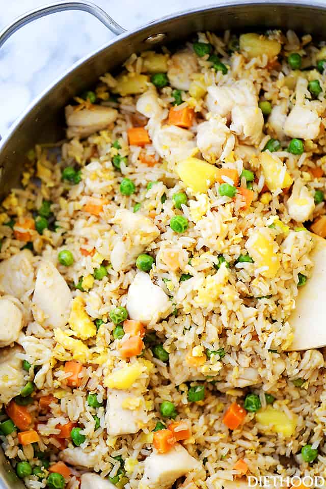 Easy Chicken Fried Rice - This Chicken Fried Rice is so much better than takeout, and you won't believe how easy AND quick it is to make!