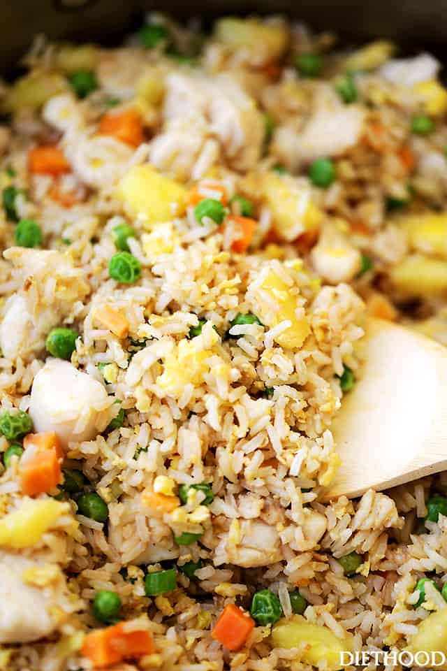 Easy Chicken Fried Rice - This Chicken Fried Rice is so much better than takeout, and you won't believe how easy AND quick it is to make!