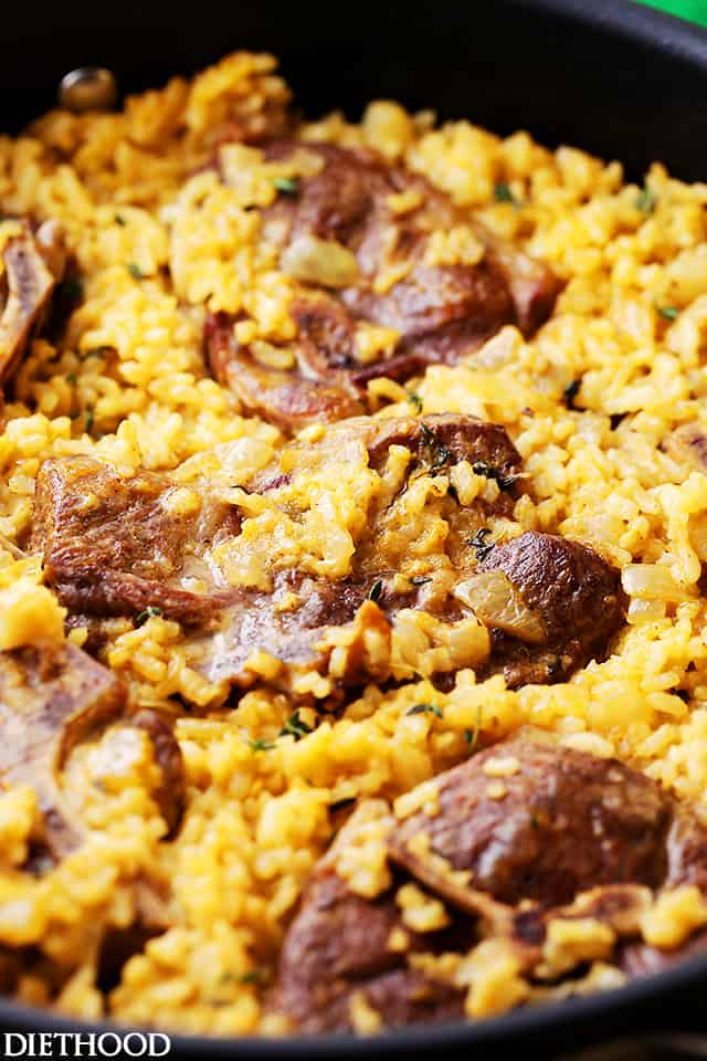 Mom's One Pot Oven-Baked Risotto with Lamb Chops Recipe - A super easy, yet stunning one pot meal that the whole family will love! AND the whole thing bakes in the oven, in just one pot!