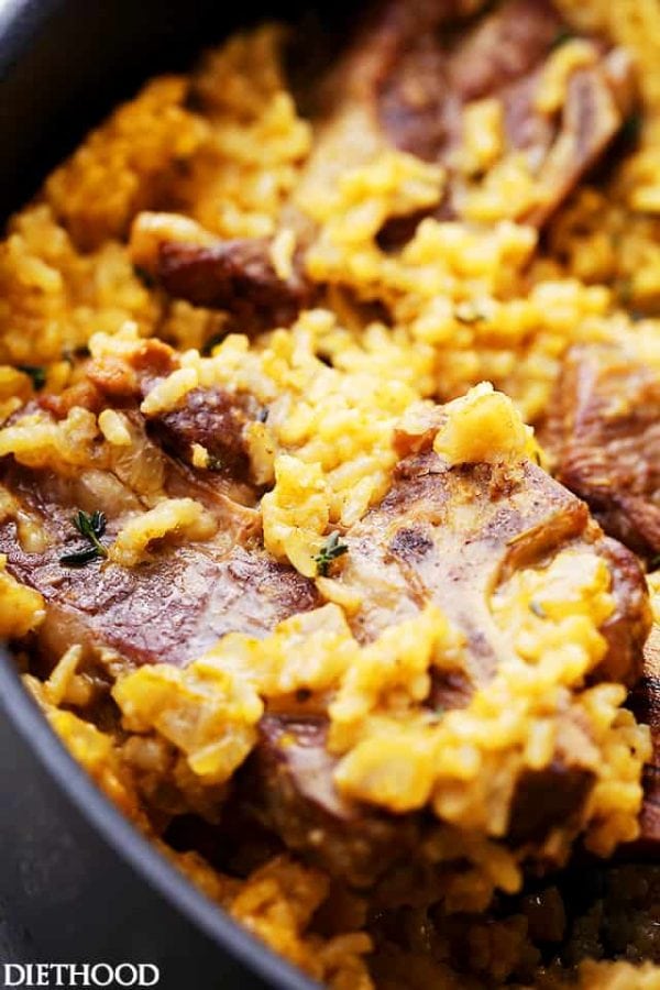 Mom's One Pot OvenBaked Risotto with Lamb Chops Recipe Diethood