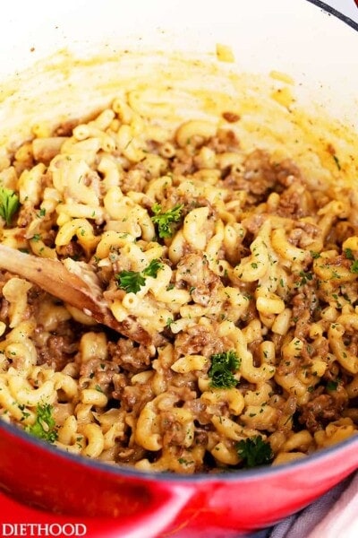 One-Pot Lightened-Up Homemade Hamburger Helper | Diethood