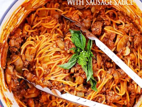 One Pot Spaghetti With Sausage Sauce Easy Pasta Dinner Idea