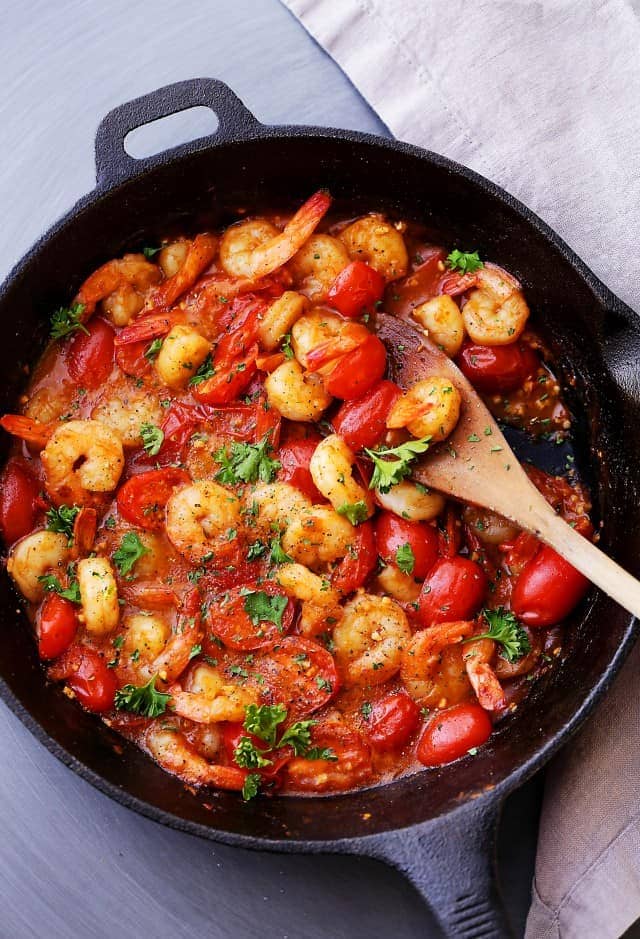 Spicy Garlic Shrimp and Tomatoes Sauté - Diethood