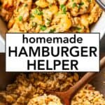 Hamburger helper Pinterest image with text overlay.