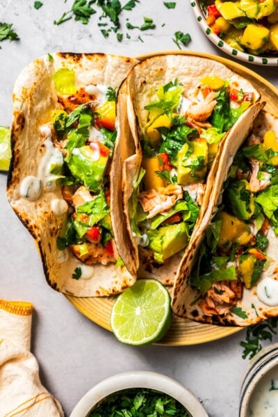 Salmon Tacos | Fish Tacos with Mango Avocado Salsa