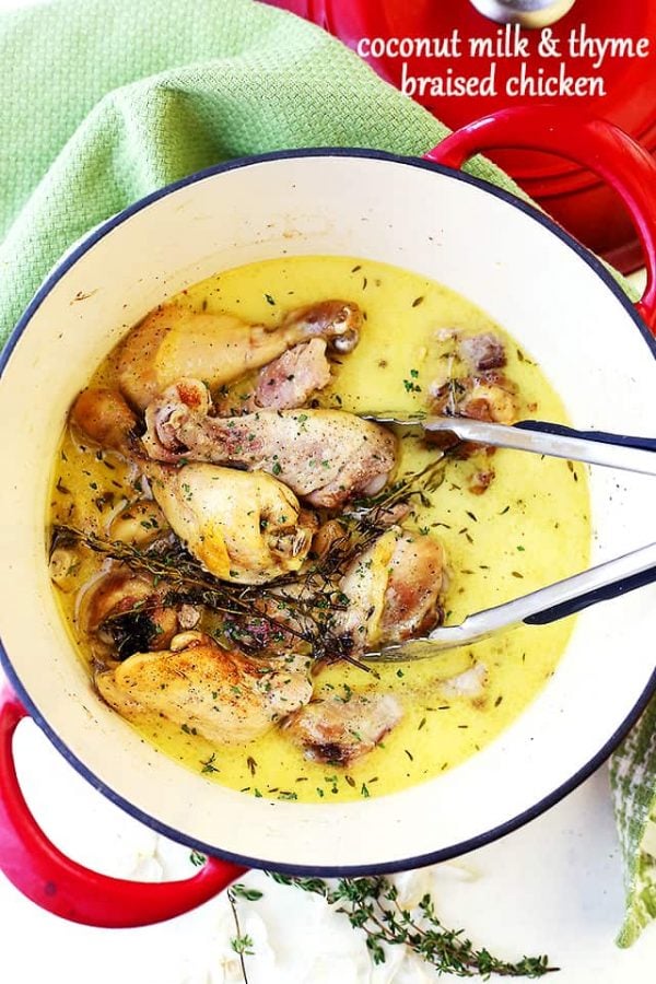 Coconut Milk and Thyme Braised Chicken Thighs + Legs Recipe
