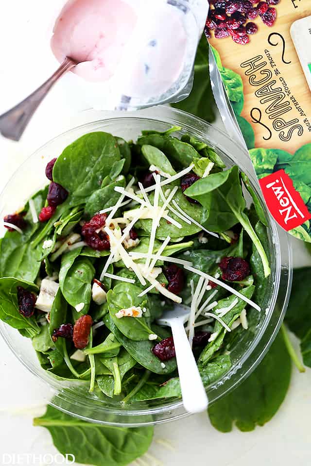 Organic Grilled Chicken Spinach Salad - A single-serve salad that is organic, non-GMO and gluten free!