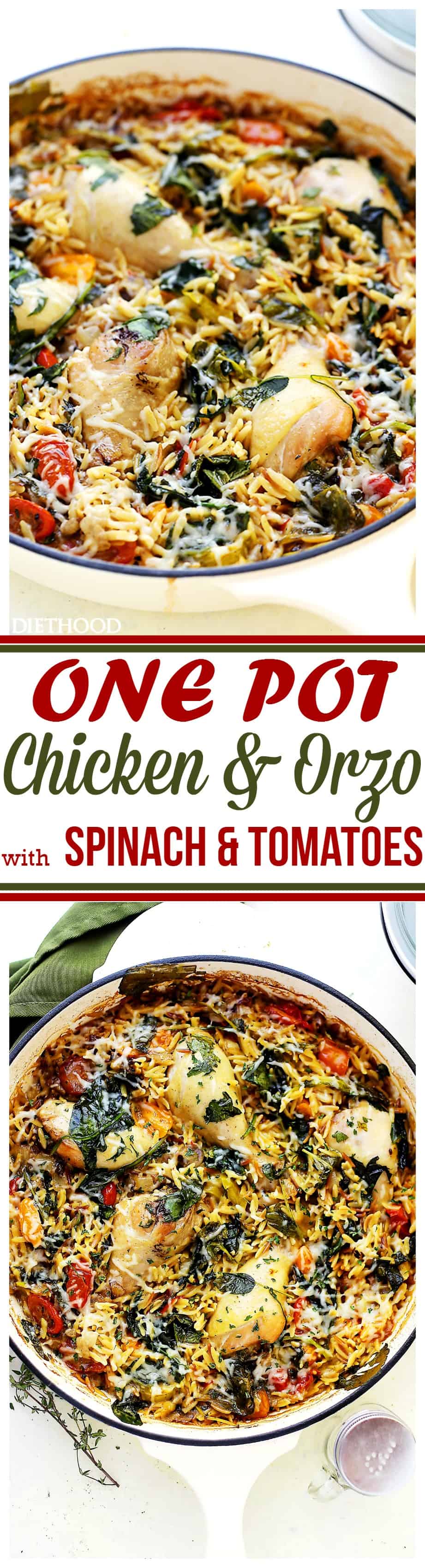 One-Pot Chicken and Orzo with Spinach and Tomatoes