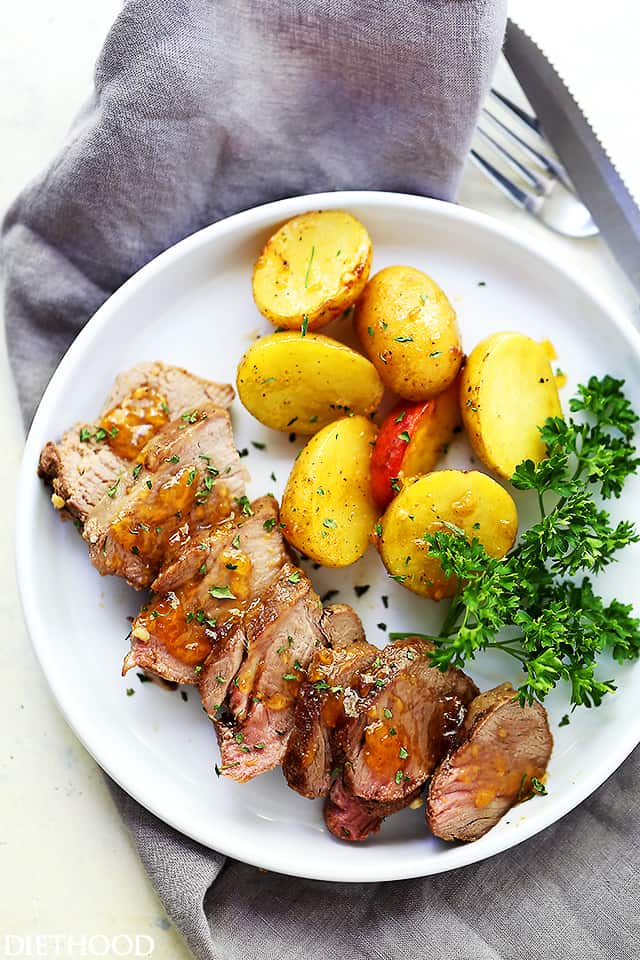 Grilled Peach Glazed Pork Tenderloin Foil Packet With Potatoes