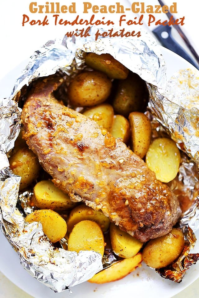 Grilled Pork Tenderloin with potatoes in a Foil Packet