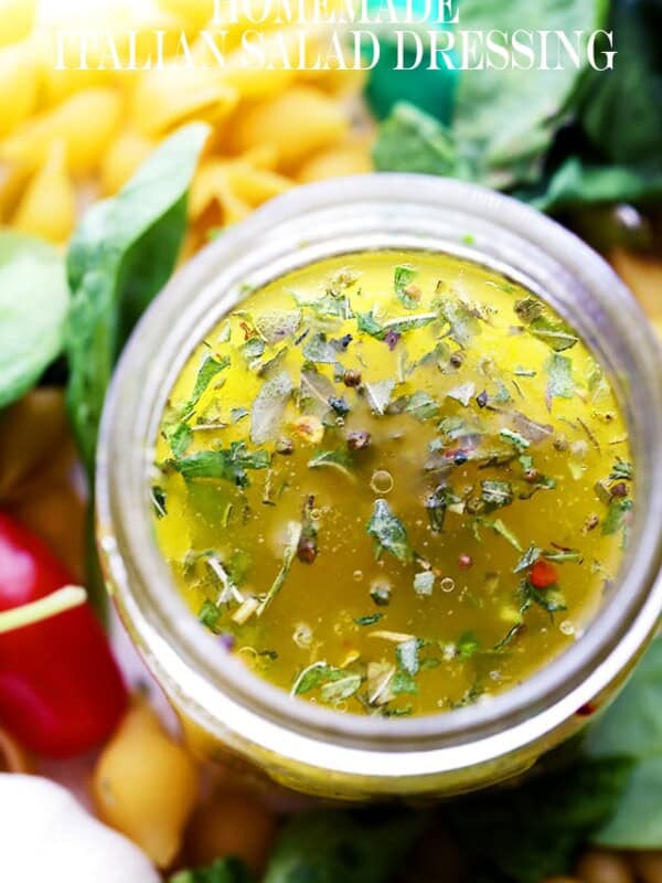 Homemade Italian Salad Dressing - This incredibly delicious, zesty Italian Dressing is so easy to make and so flavorful, you will never want to buy salad dressing again.